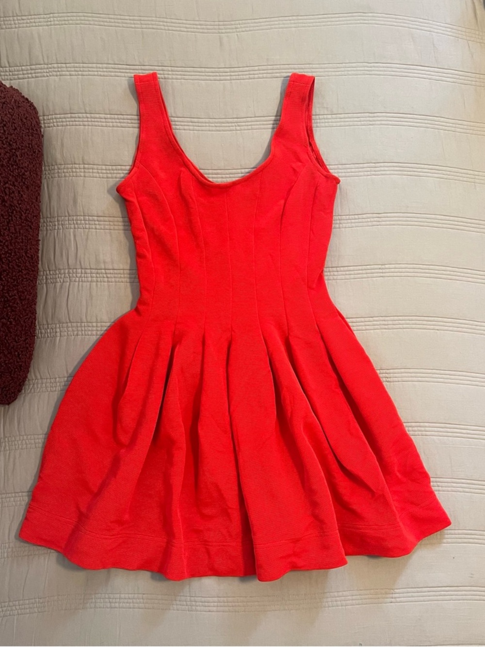 Bernshaw Red Sleeveless Fit-and-Flare Mini Dress 90s Vintage Party Evening